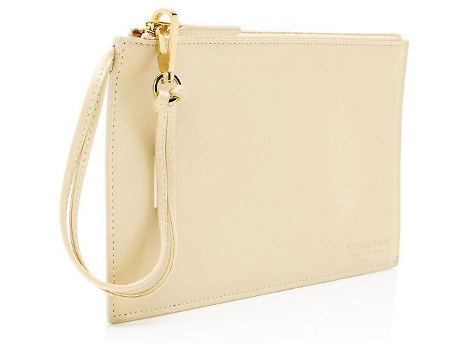 Pochette in pelle di vitello Bottega Veneta Marrone Beige - vista 2