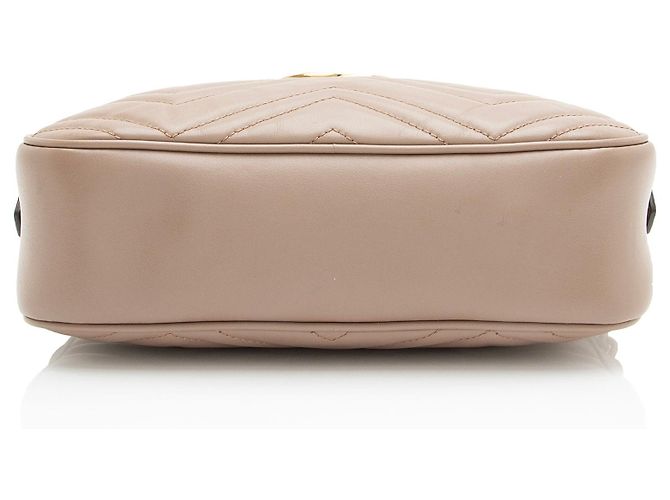 Borsa a tracolla piccola Gucci Matelasse Leather GG Marmont Marrone Beige - vista 4