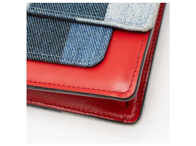 Portafoglio con catena Louis Vuitton Limited Edition Denim Patchwork Flore Blu - vista 10