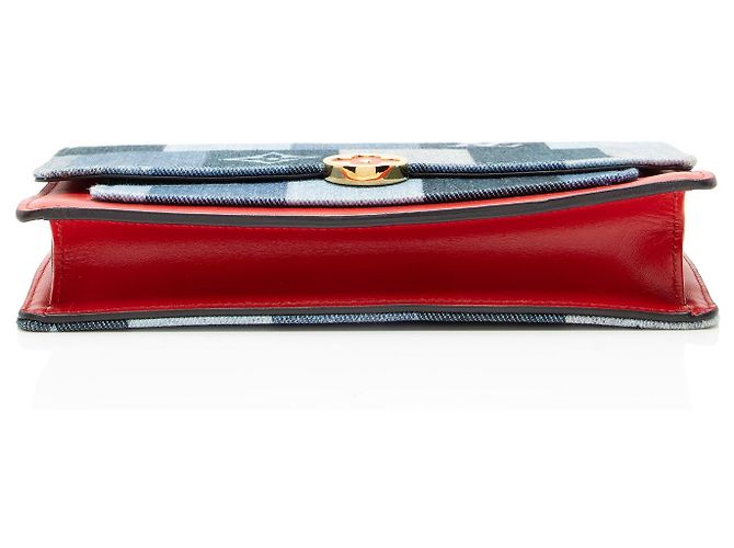 Portafoglio con catena Louis Vuitton Limited Edition Denim Patchwork Flore Blu - vista 4