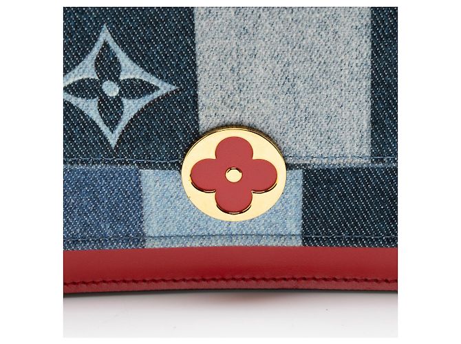 Portafoglio con catena Louis Vuitton Limited Edition Denim Patchwork Flore Blu - vista 9