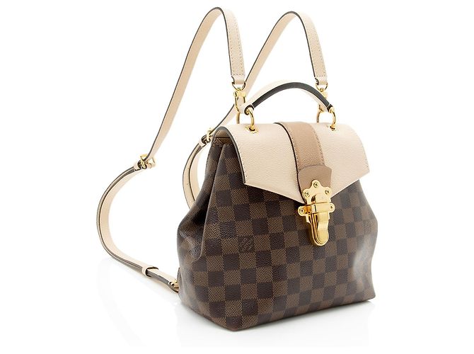 Zaino Louis Vuitton Damier Ebene Clapton Marrone Beige - vista 2