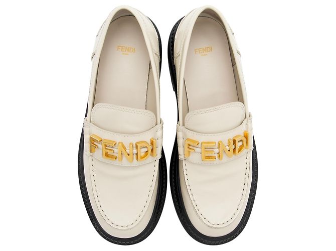 Fendi Fendigraphy Leder Platform Loafer - Größe 10 / 40 Braun Beige - Ansicht 5