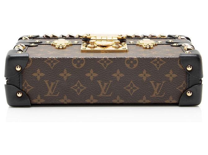 Louis Vuitton Borsa Petite Malle in tela Monogram con borchie a diamante Nero - vista 4