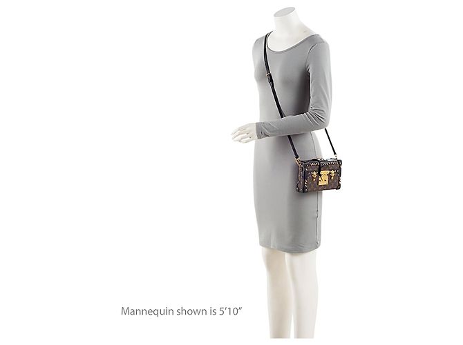 Louis Vuitton Borsa Petite Malle in tela Monogram con borchie a diamante Nero - vista 5