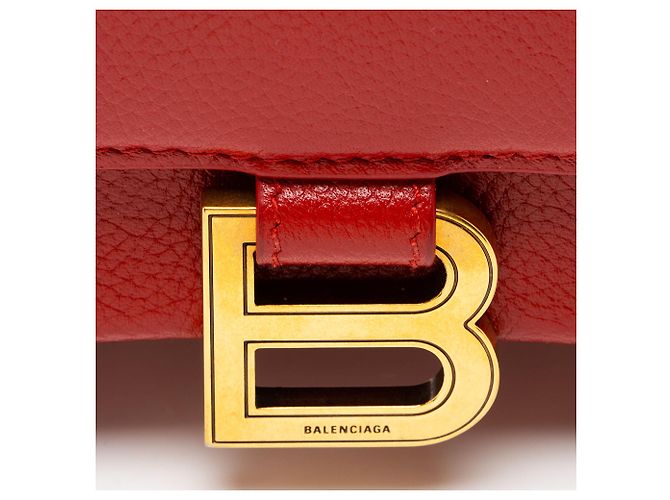 Balenciaga Borsa Hourglass Small Top Handle in pelle di vitello granulata Rosso - vista 10