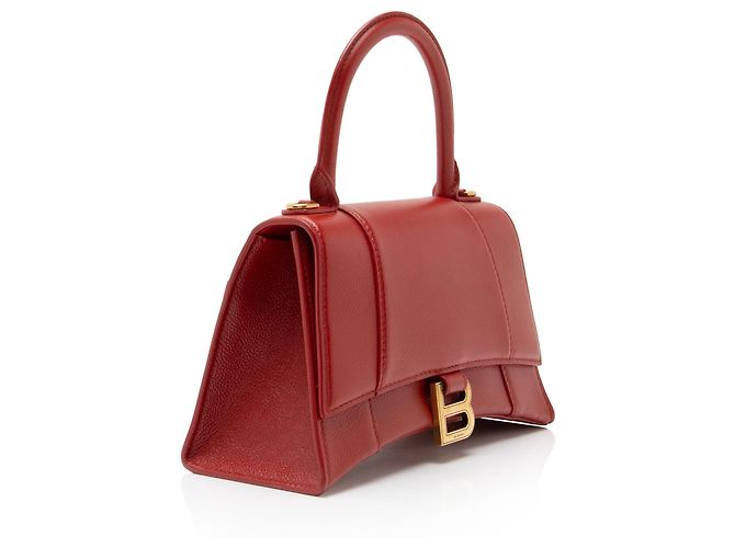 Balenciaga Borsa Hourglass Small Top Handle in pelle di vitello granulata Rosso - vista 2