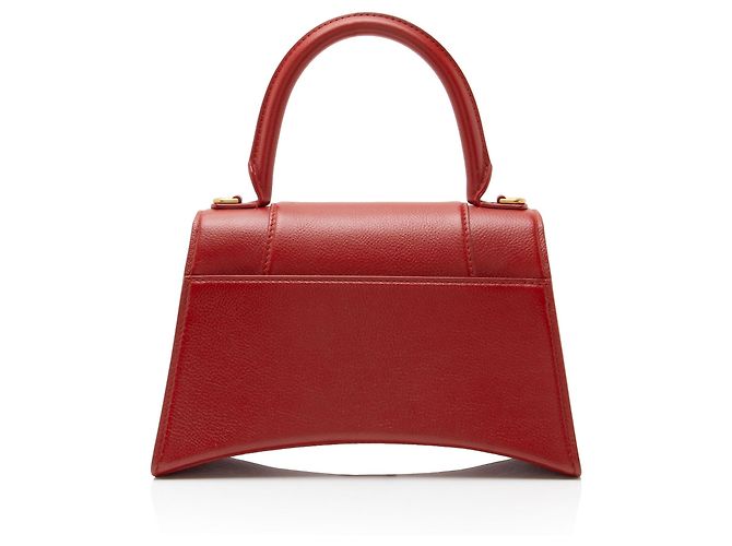 Balenciaga Borsa Hourglass Small Top Handle in pelle di vitello granulata Rosso - vista 3