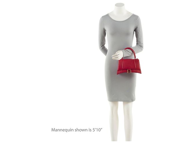 Balenciaga Borsa Hourglass Small Top Handle in pelle di vitello granulata Rosso - vista 5