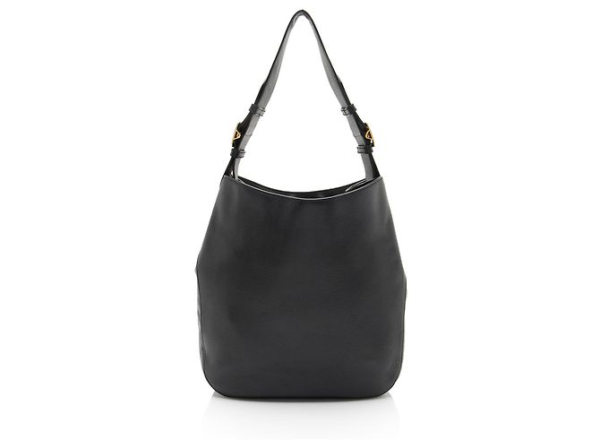 Piccola borsa hobo Burberry in pelle granulata Elmstone Nero - vista 3