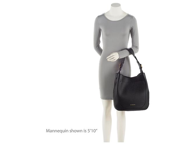 Piccola borsa hobo Burberry in pelle granulata Elmstone Nero - vista 5