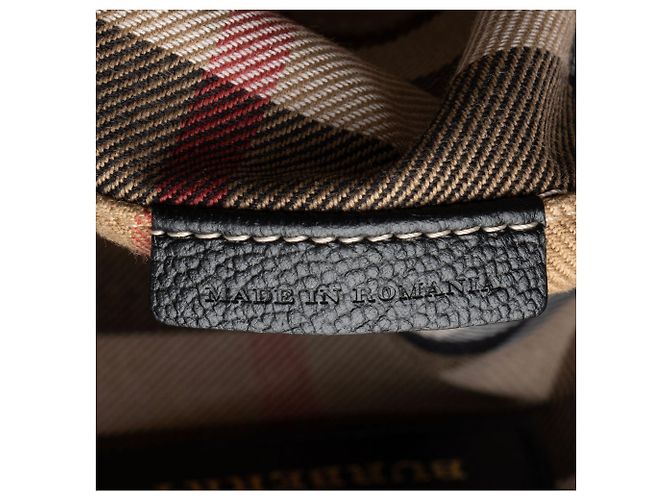 Piccola borsa hobo Burberry in pelle granulata Elmstone Nero - vista 9
