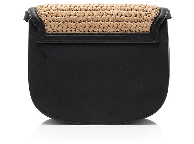 Borsa a tracolla Saint Laurent Kaia Medium in pelle e rafia Marrone Beige - vista 3