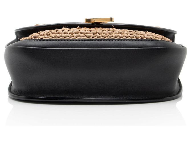 Borsa a tracolla Saint Laurent Kaia Medium in pelle e rafia Marrone Beige - vista 4