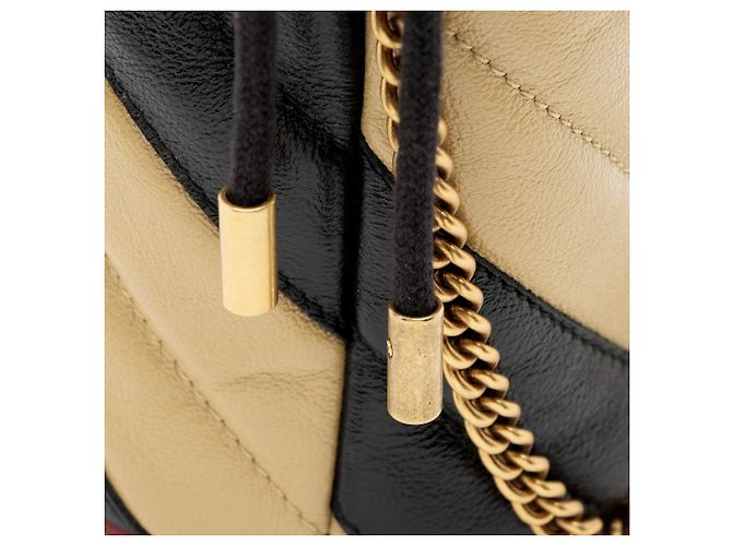 Borsa a secchiello piccola Gucci Matelasse Leather Torchon GG Marmont Marrone Beige - vista 10