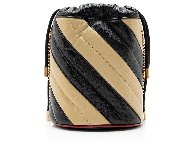 Borsa a secchiello piccola Gucci Matelasse Leather Torchon GG Marmont Marrone Beige - vista 3