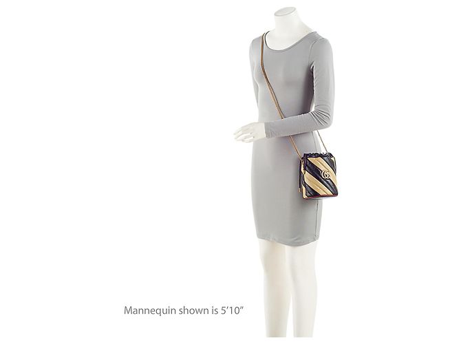 Borsa a secchiello piccola Gucci Matelasse Leather Torchon GG Marmont Marrone Beige - vista 5