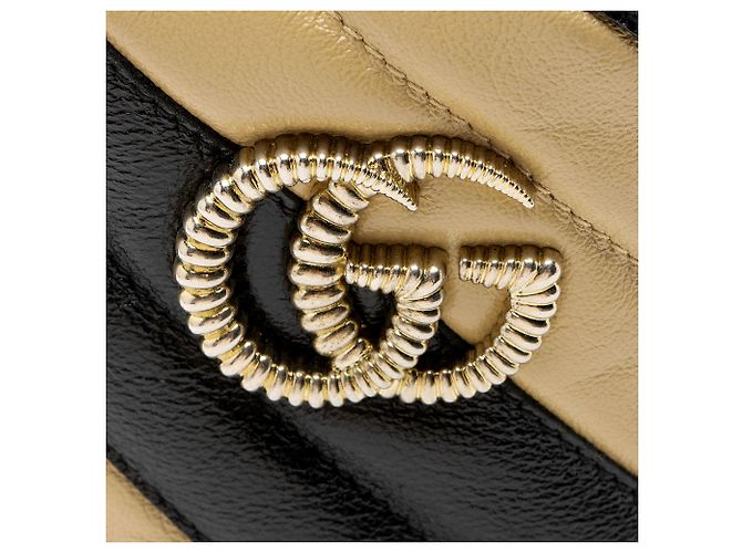 Borsa a secchiello piccola Gucci Matelasse Leather Torchon GG Marmont Marrone Beige - vista 9