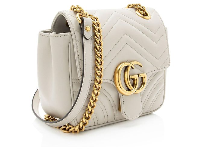 Borsa a tracolla mini square Gucci Matelasse Leather GG Marmont Grigio - vista 2