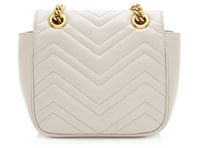 Borsa a tracolla mini square Gucci Matelasse Leather GG Marmont Grigio - vista 3