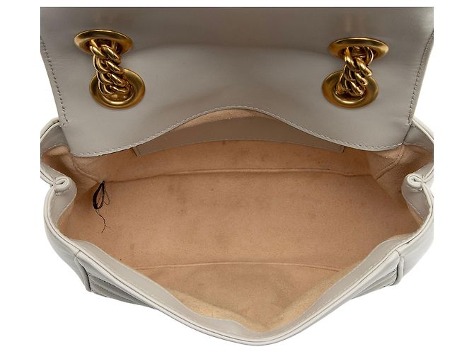 Borsa a tracolla mini square Gucci Matelasse Leather GG Marmont Grigio - vista 7