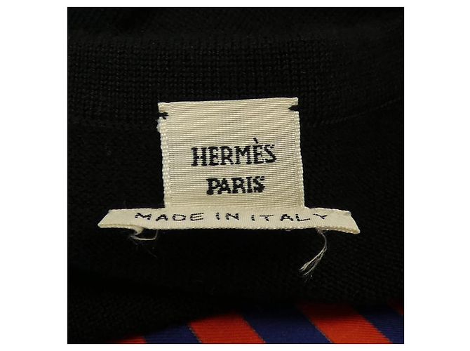 Hermès Hermes Twillene Seide-Kaschmir-Kleid 34 Schwarz Rot Blau - Ansicht 4