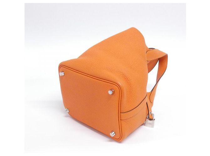 Borsa Hermès Picotin Lock PM Taurillon Clemence Arancione - vista 2