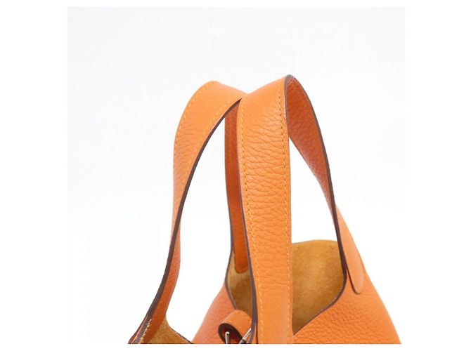 Borsa Hermès Picotin Lock PM Taurillon Clemence Arancione - vista 4