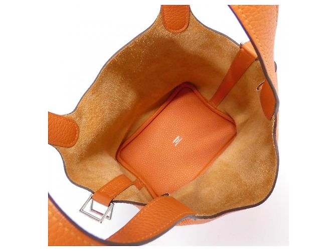 Borsa Hermès Picotin Lock PM Taurillon Clemence Arancione - vista 5