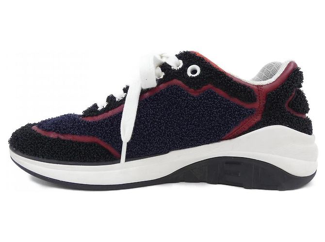 Chanel bestickte Lambscalts-Sneaker Schwarz Marineblau - Ansicht 2