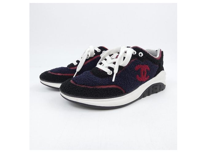 Chanel bestickte Lambscalts-Sneaker Schwarz Marineblau - Ansicht 3