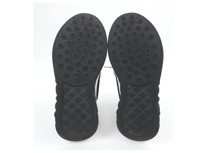 Chanel bestickte Lambscalts-Sneaker Schwarz Marineblau - Ansicht 4
