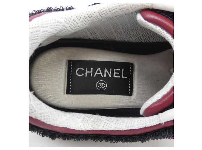 Chanel bestickte Lambscalts-Sneaker Schwarz Marineblau - Ansicht 6