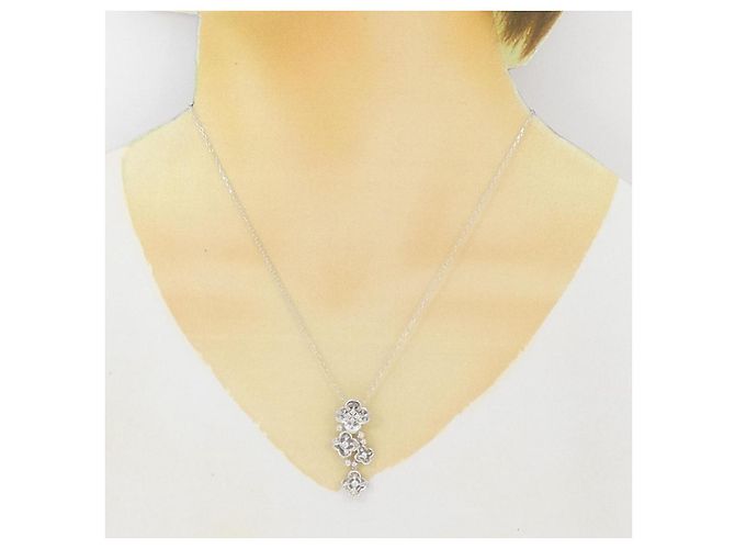 Autre Marque Collana Flower in Diamanti Au750 Argento - vista 6