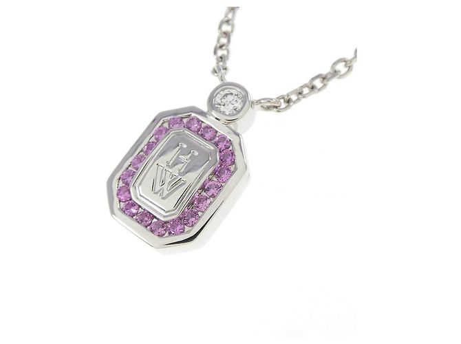 Collar Harry Winston de platino con logotipo HW Plata - vista 3