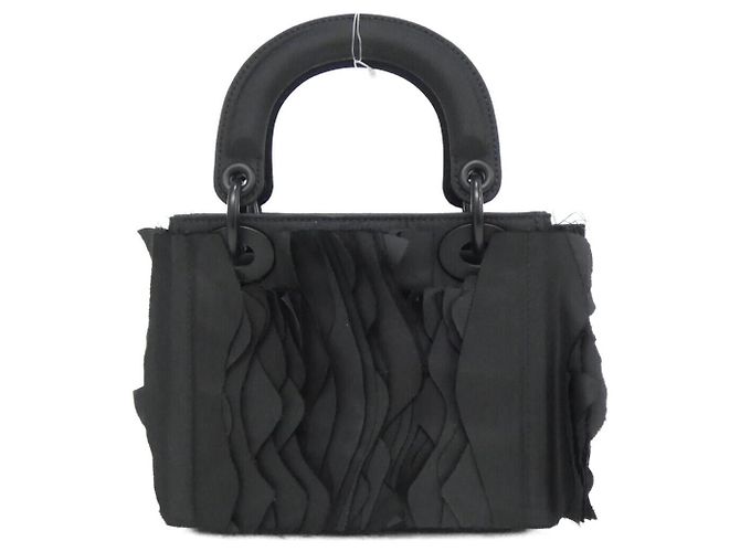 Bolso Christian Dior LADY DIOR MINI de nylon Negro Blanco - vista 2