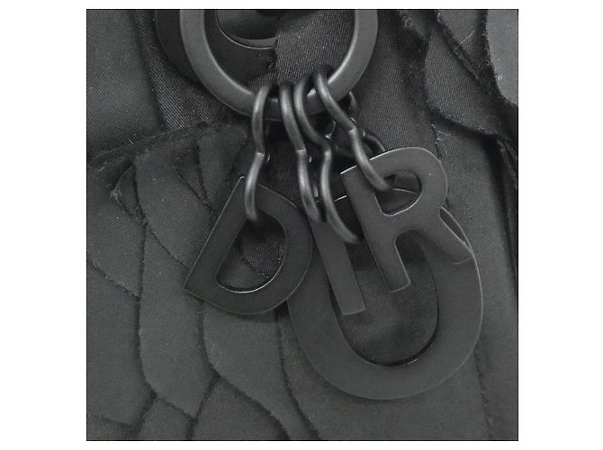 Bolso Christian Dior LADY DIOR MINI de nylon Negro Blanco - vista 6