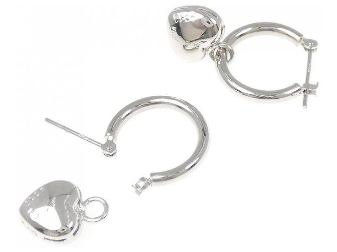 Autre Marque Orecchini a Cuore con Diamanti 2way Pt900 K18WG Argento - vista 3
