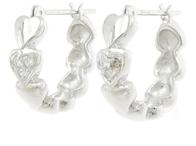 Autre Marque Orecchini a Cuore in Diamanti K14WG Argento - vista 2
