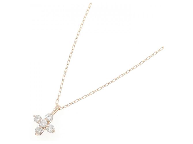 Autre Marque Au750 Cross Diamond Necklace Pink - view 2