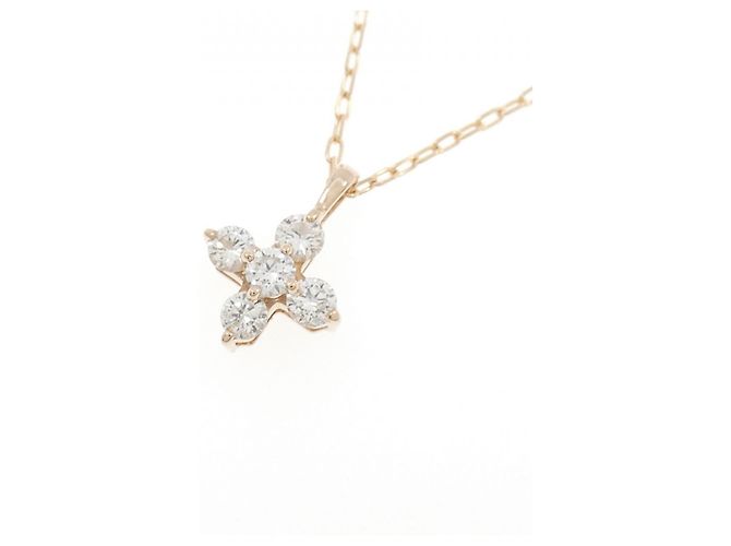 Autre Marque Au750 Cross Diamond Necklace Pink - view 3