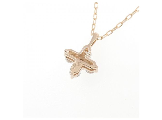 Autre Marque Au750 Cross Diamond Necklace Pink - view 4