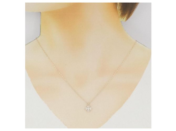 Autre Marque Au750 Cross Diamond Necklace Pink - view 6