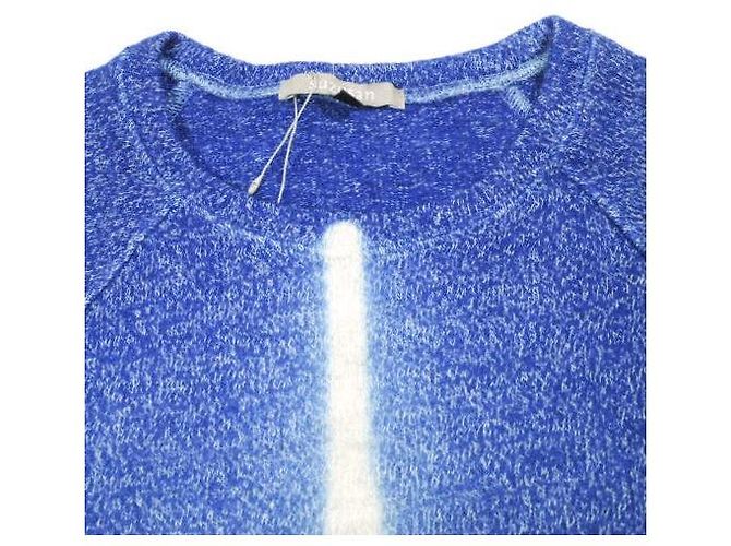 Autre Marque suzusan Woll-Baumwoll-Jersey-Pullover mit Rundhalsausschnitt Blau - Ansicht 4