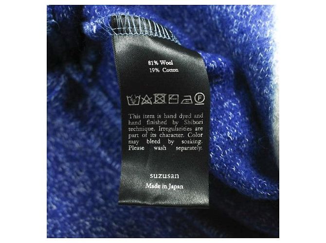 Autre Marque suzusan Woll-Baumwoll-Jersey-Pullover mit Rundhalsausschnitt Blau - Ansicht 8