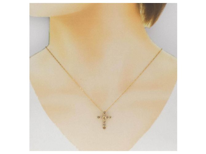 Autre Marque Collana Cross Diamond in Au750 D'oro - vista 6