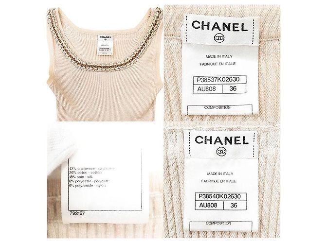 Chanel Kaschmir-Seide-Strickensemble Beige - Ansicht 10