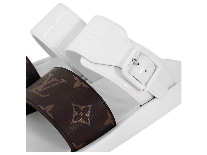 Louis Vuitton Sabot Monogram Rubber Luxury Viar da donna, ciabatte slide White Bianco - vista 12