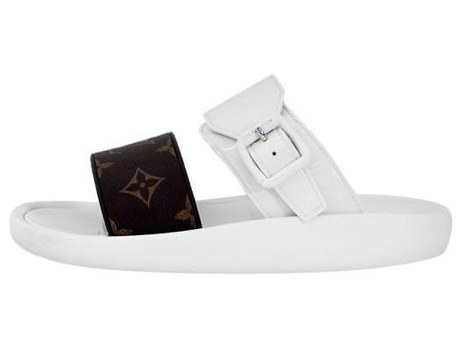 Louis Vuitton Sabot Monogram Rubber Luxury Viar da donna, ciabatte slide White Bianco - vista 2