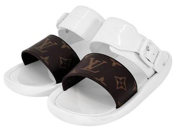 Louis Vuitton Sabot Monogram Rubber Luxury Viar da donna, ciabatte slide White Bianco - vista 6